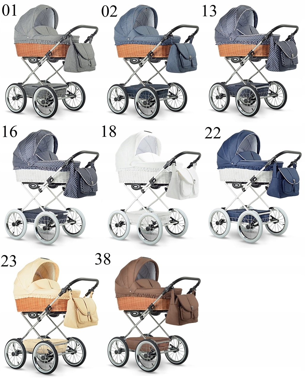 Lonex polski wózek 3w1 biały wiklina Classic Retro Waga wózka 17 kg