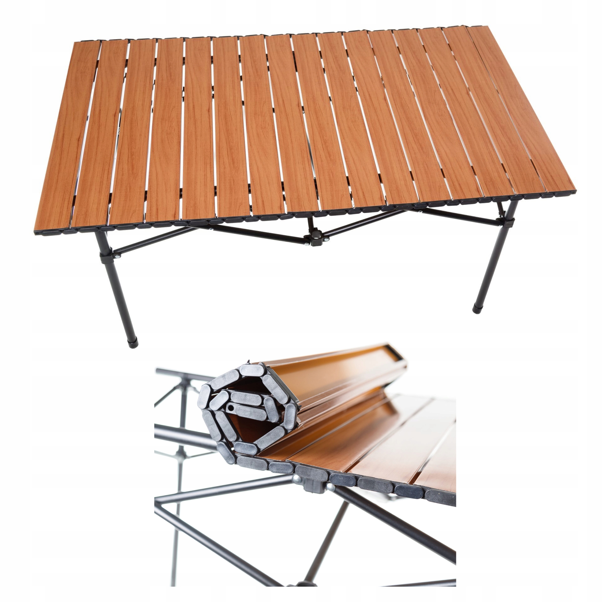 Stół Rozkładany Składany Zwijany Blat Cateringowy Turystyczny 93CM Brązowy