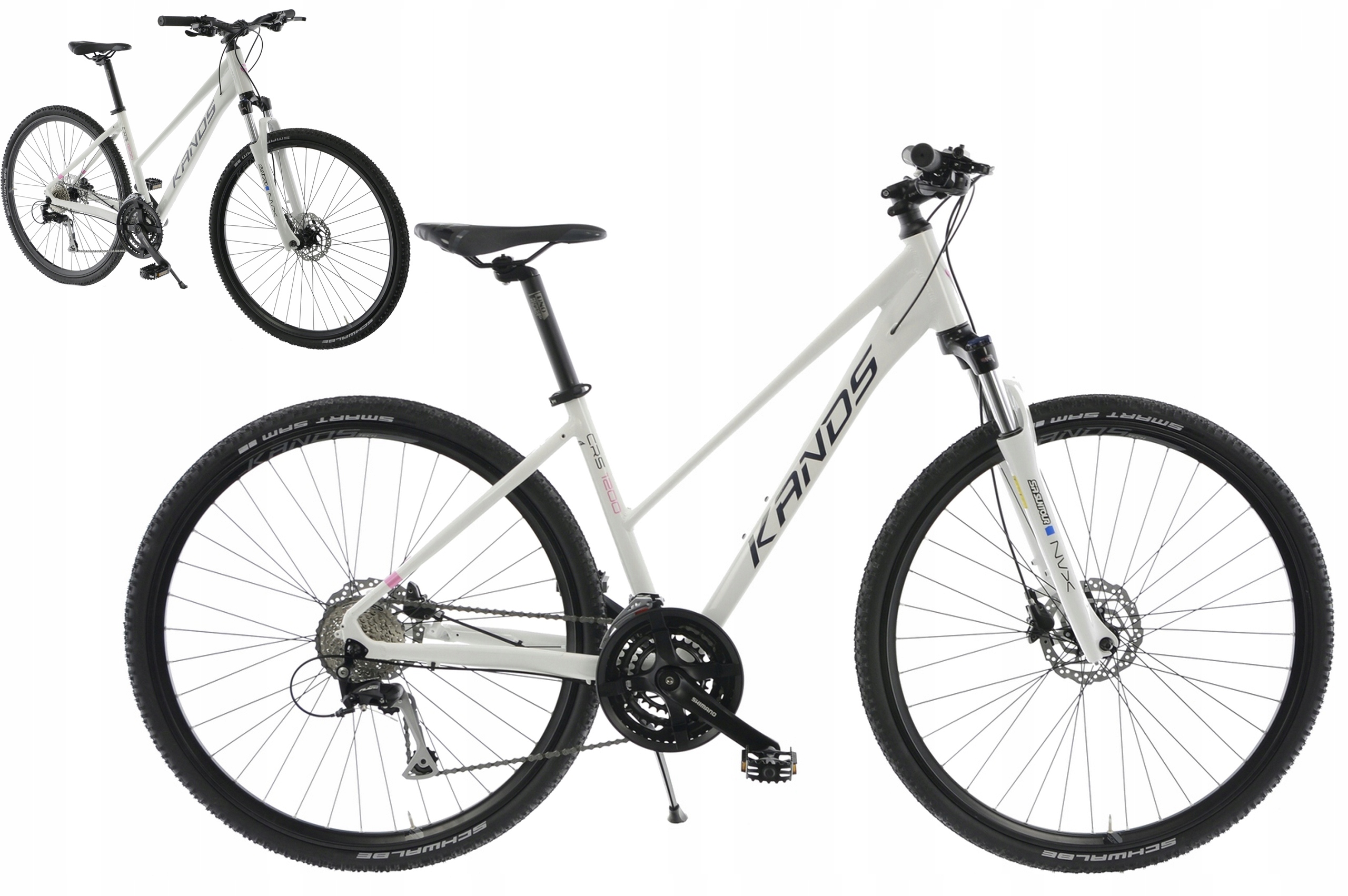 Rower crossowy 28" Kands Crs 1200 rama 19" biały różowy R24