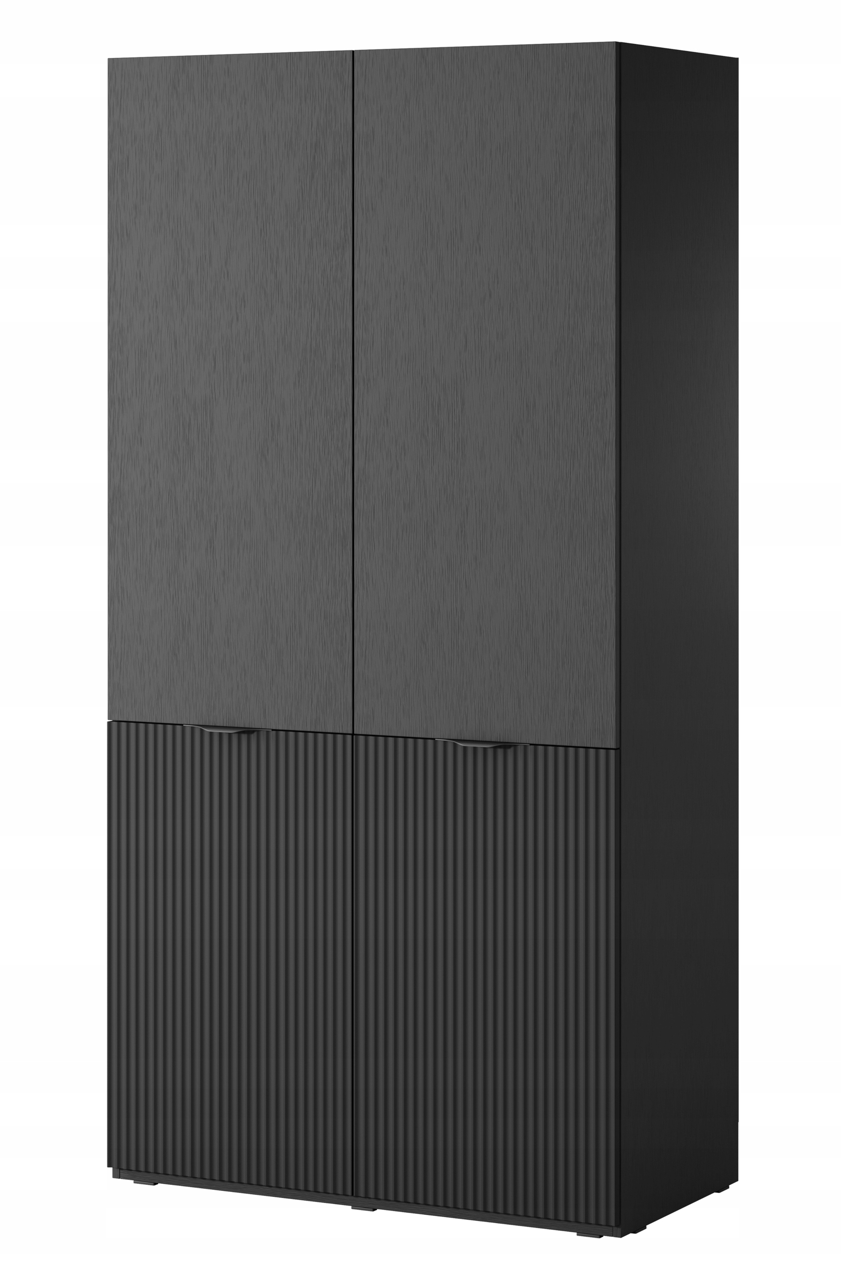 Dvoudveřová šatní Skříň Sandbox s drážkovaným čelem 100 cm černá