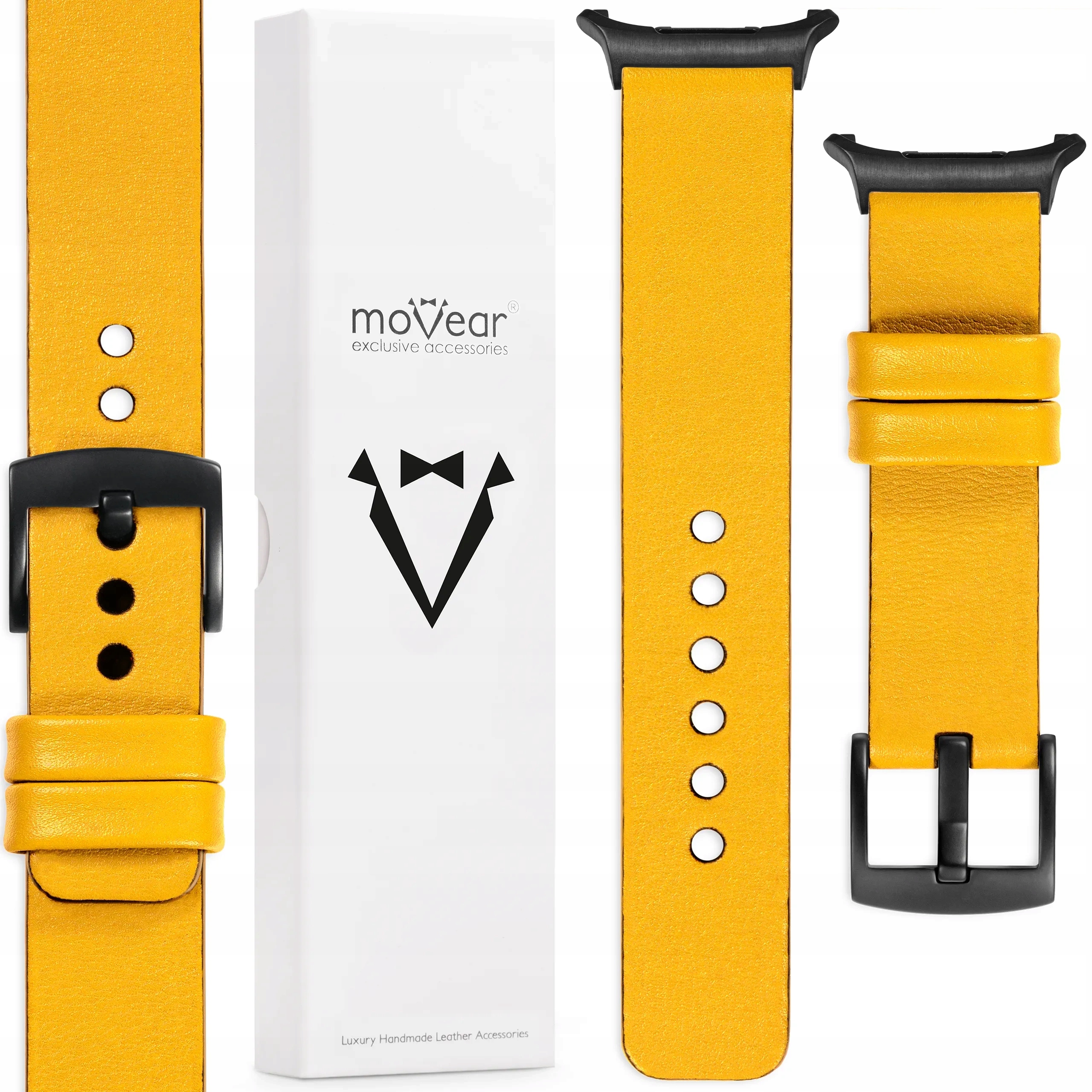 Kožený řemínek pro Samsung Galaxy Watch Ultra luxusní 22 mm Žlutý Movear