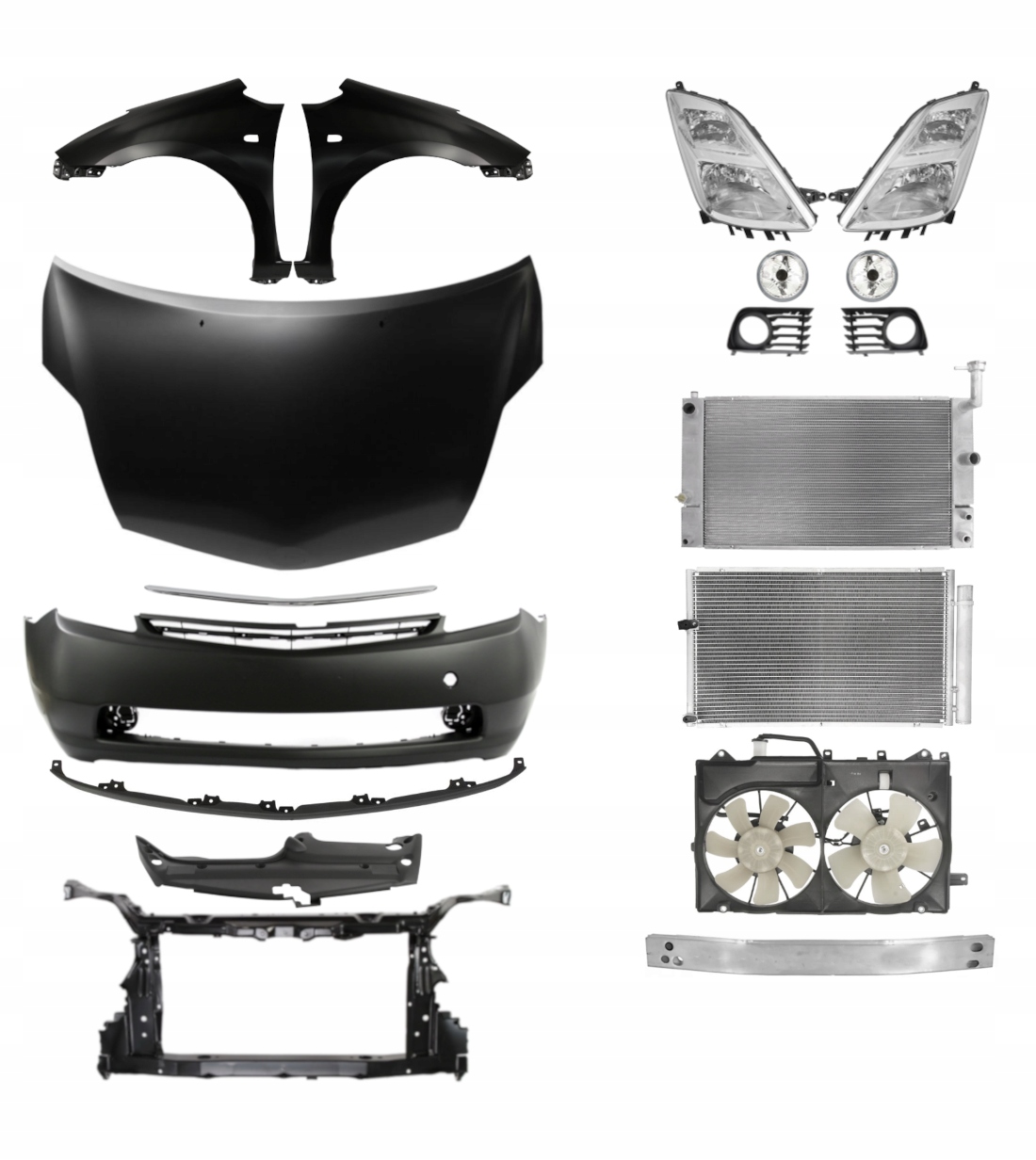 Toyota Prius 03-09 Maska Zderzak Błotnik Pas ZESTAW CZĘŚCI