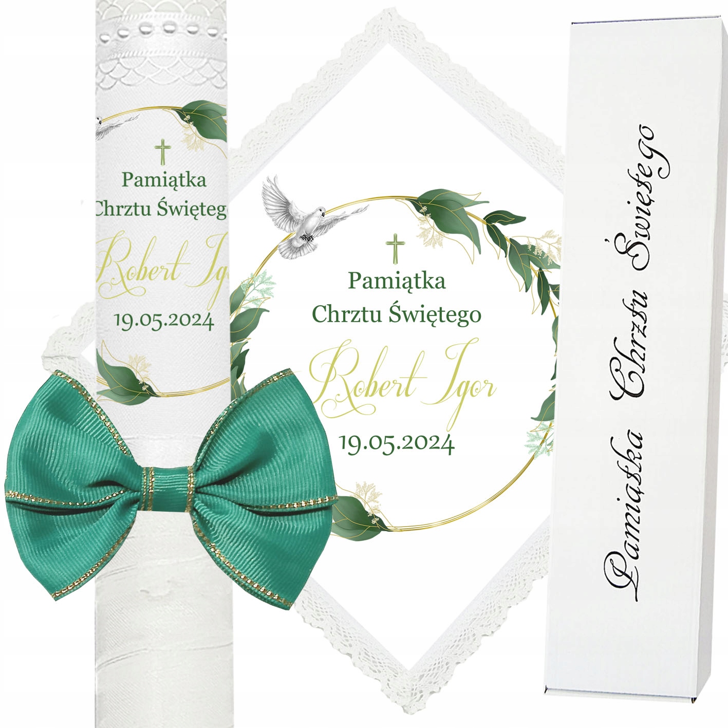 ŚWIECA NA CHRZEST SZATKA DO CHRZTU dla chłopca dziewczynki