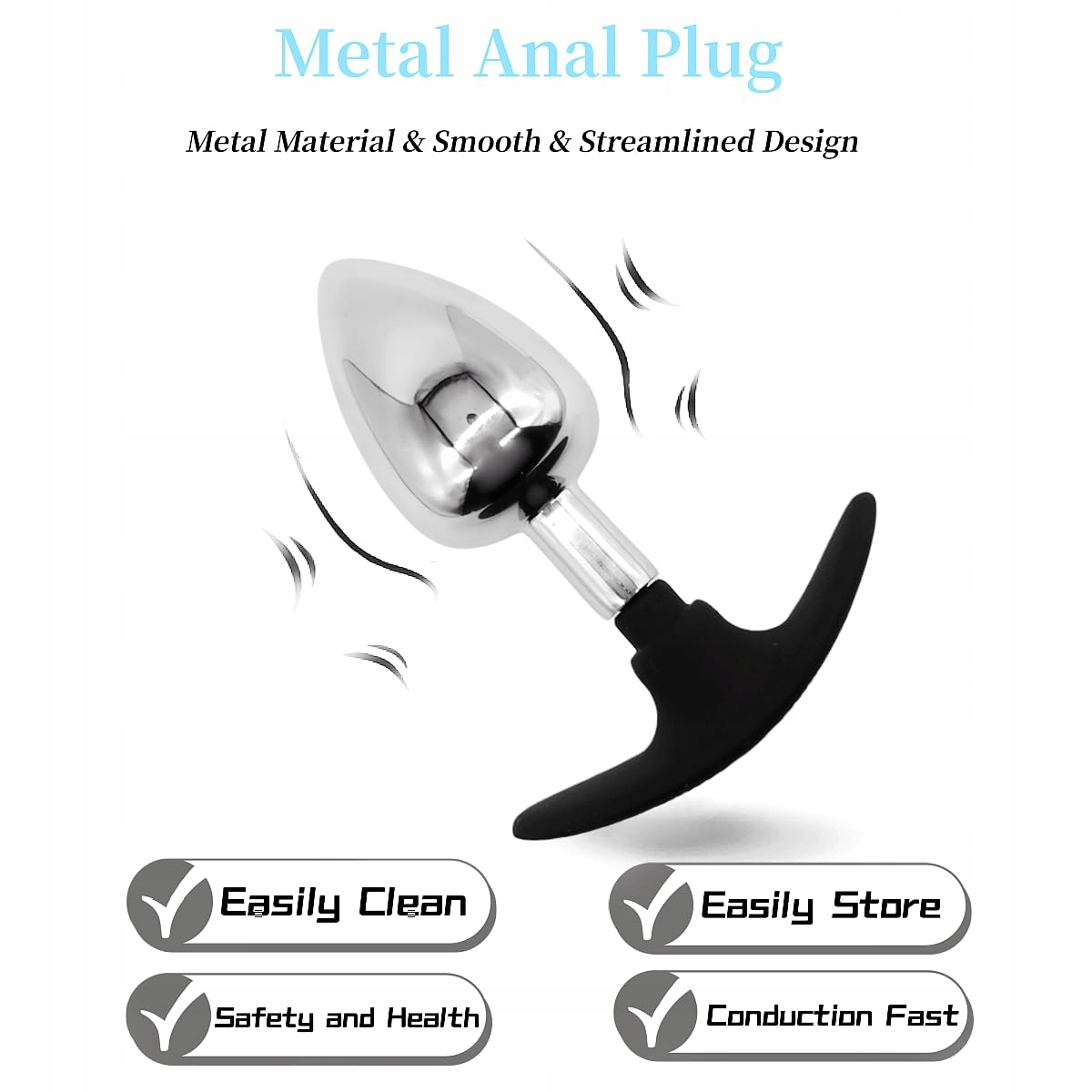 METALOWY ZESTAW ANALNY DLA KOBIET I MĘŻCZYZN SILIKONOWY BUTTPLUG PROSTATY — miniatura 6