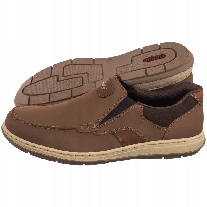 Pánské nazouvací polobotky Rieker Hnědé Kůže 17368-25 Hnědá