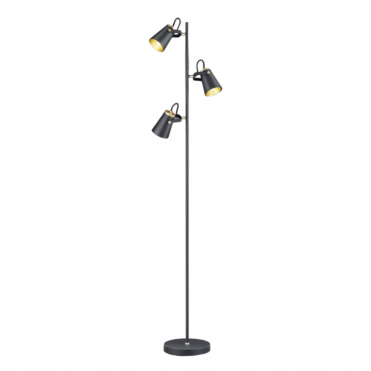 Stojacia podlahová lampa s reflektormi, čierna Trio