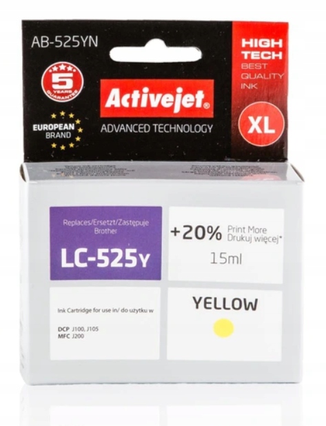 

ActiveJet LC525 Żółty XL Dcp J100 J105 J200 Yellow