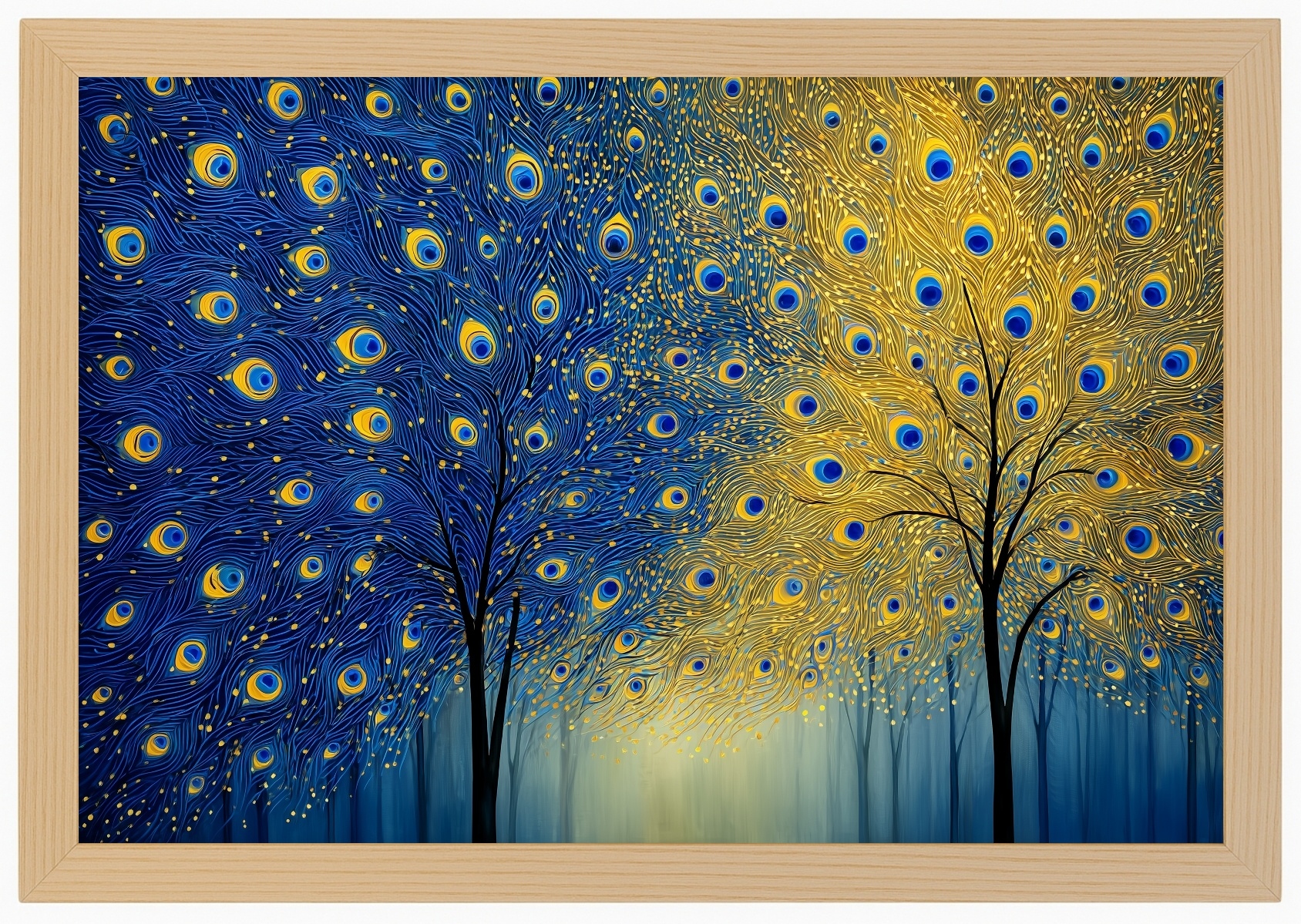 Plakát Rámeček Dřevo Dřeva Paví Očka Zlato-modrý Van Gogh 93x62