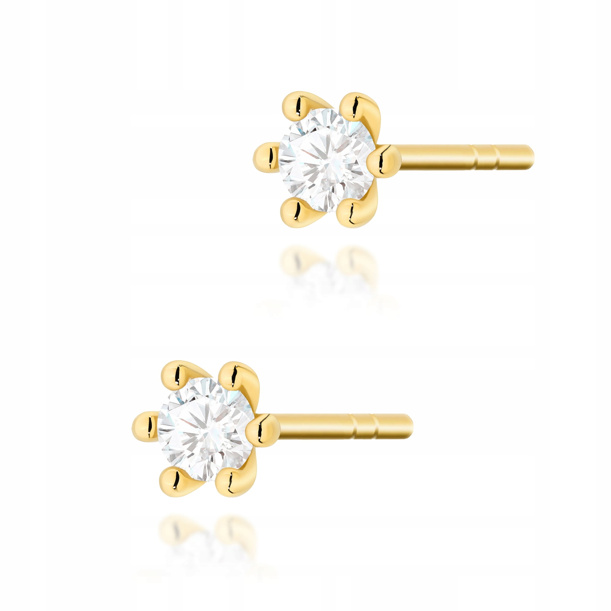 Náušnice ze zlata 585 s dámskými diamanty jako dárek, elegantní, 14 karátové