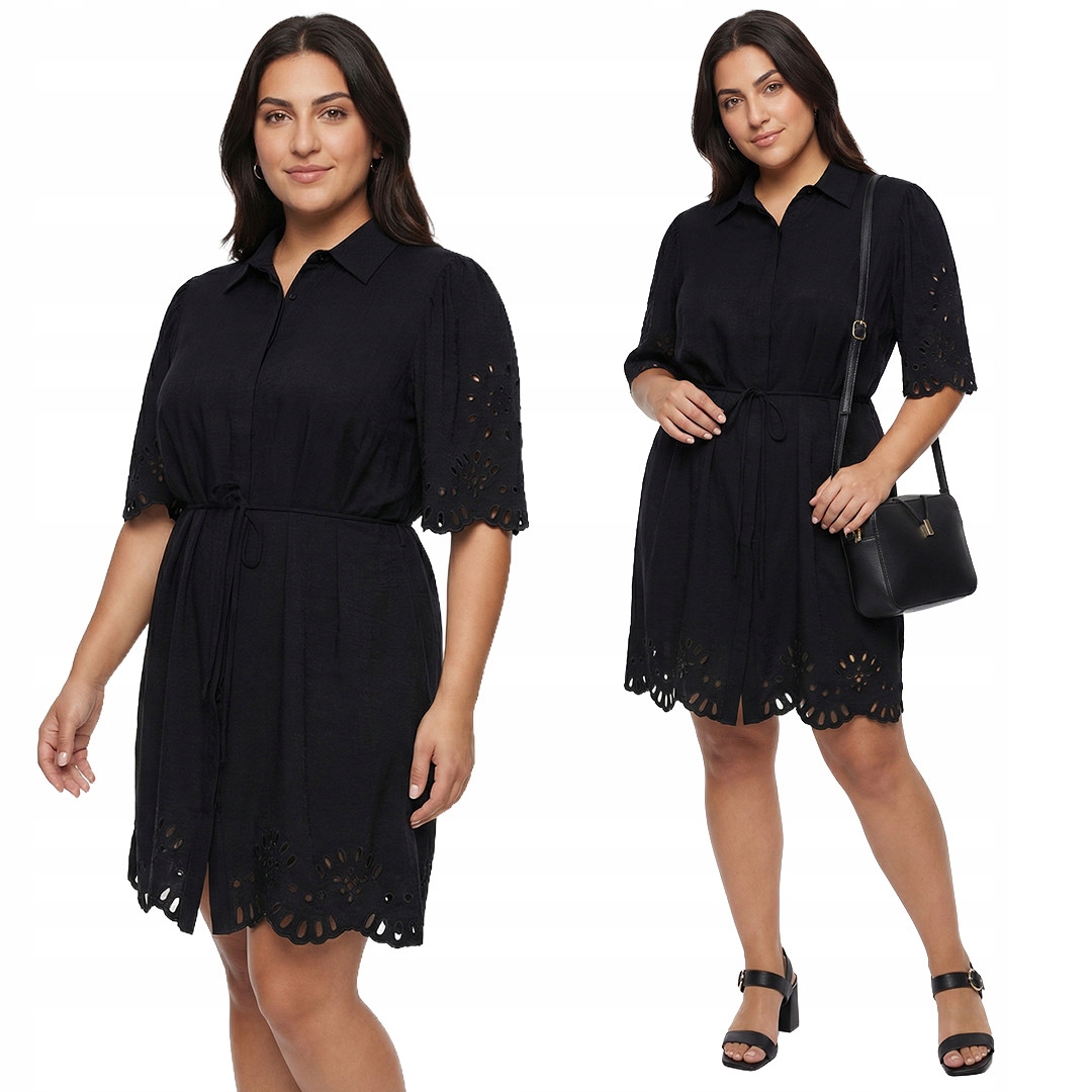 Černá šaty s ažurovým spodním dílem plus size velikost 46