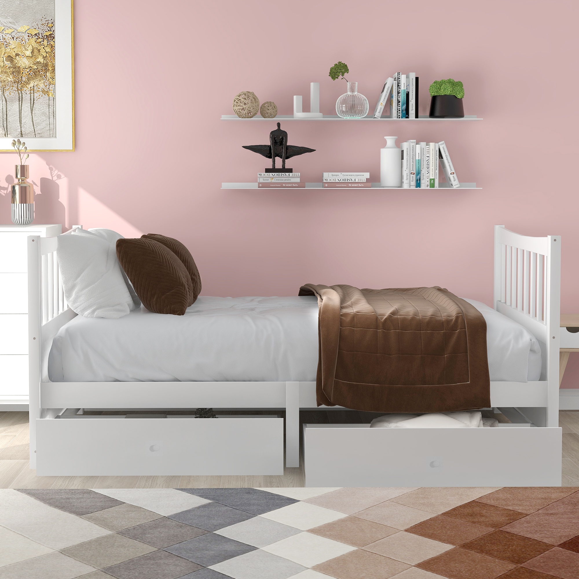 Łóżko pojedyncze z litego drewna z szufladą 90*200cm Stan opakowania oryginalne