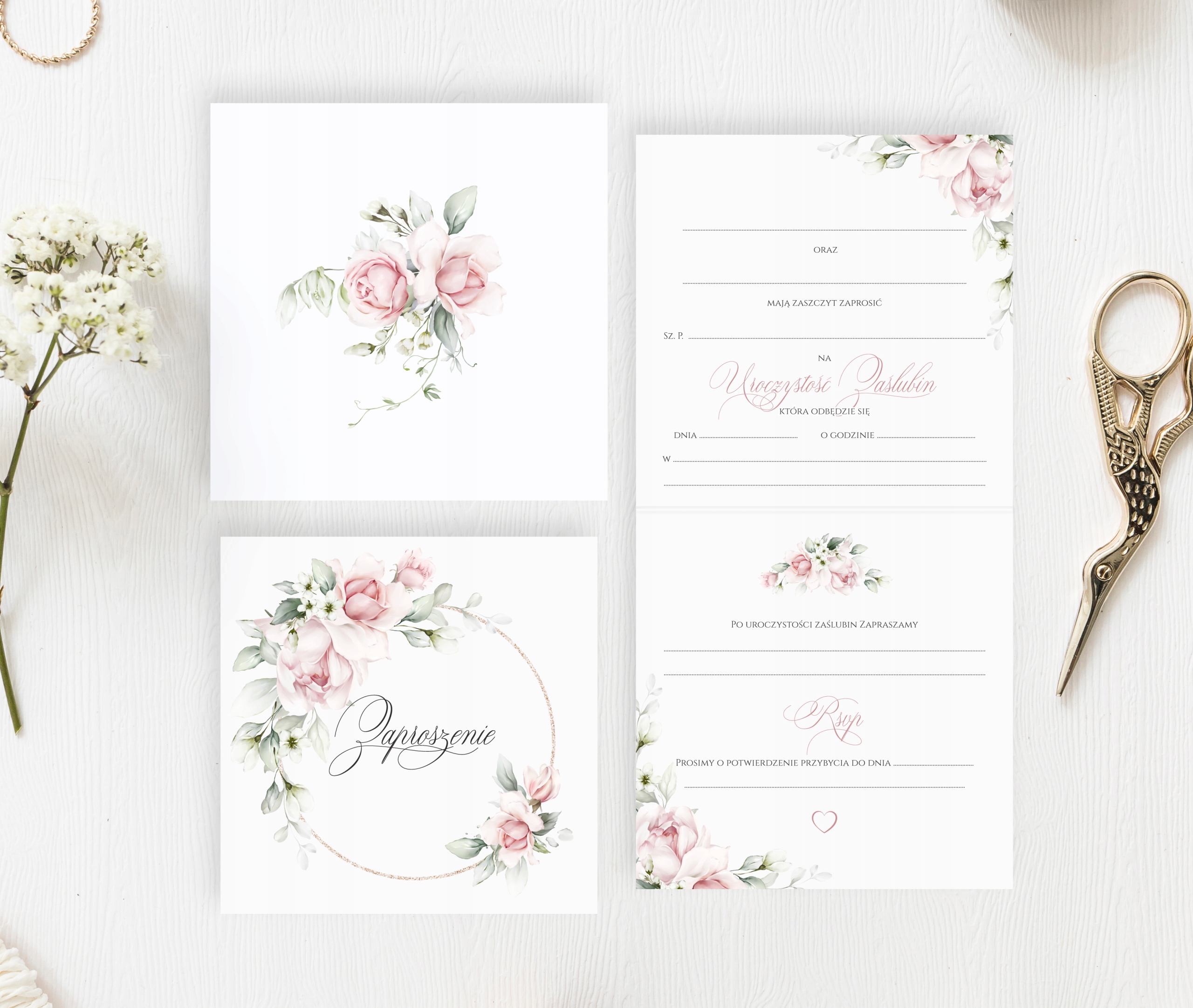 ZAPROSZENIA Ślubne, Na Ślub 10 sztuk PAPIER MAT Wysokość produktu 145 cm