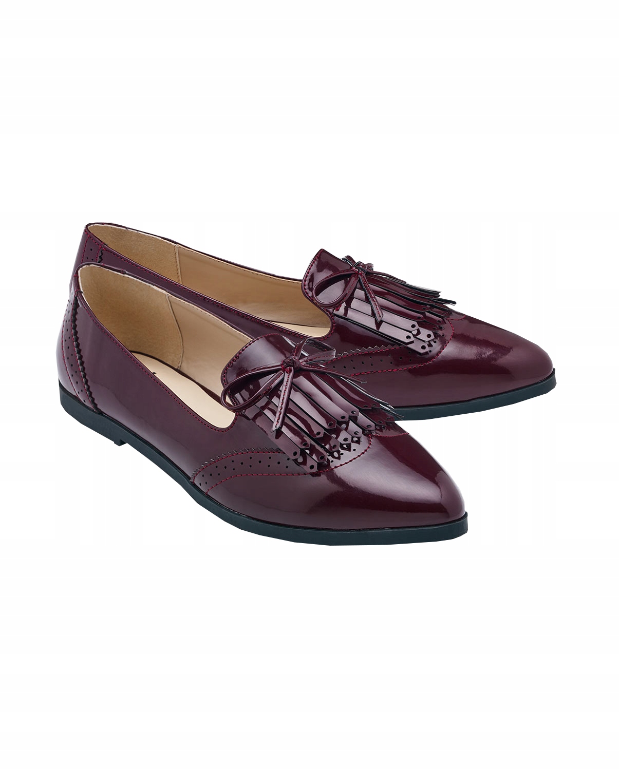 

Buty damskie 37 lakierowane Lordsy bordowe