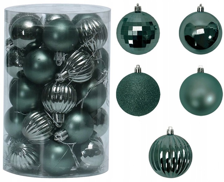 

Bombki Choinkowe Butelkowa Zieleń Zestaw 36 Sztuk