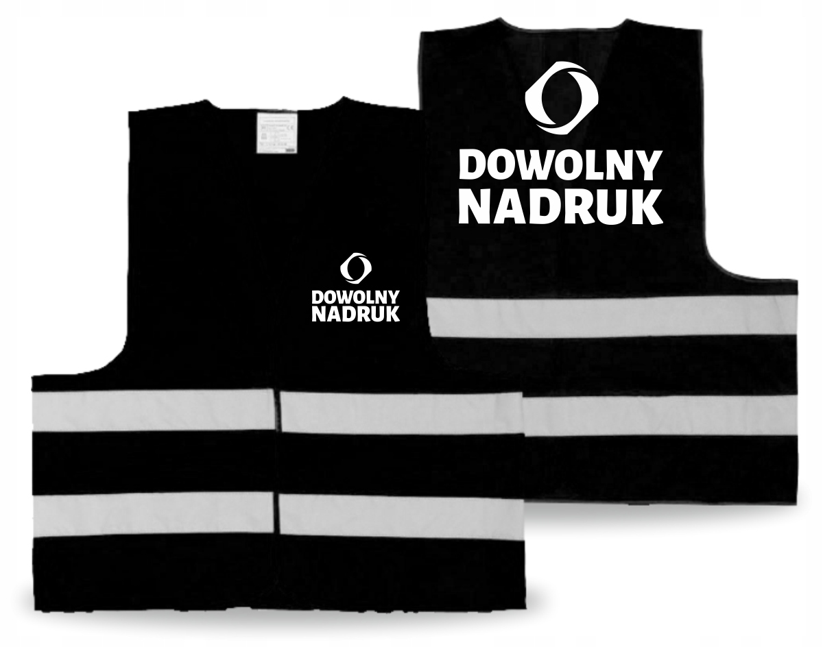 

Kamizelka Odblaskowa Czarna Nadruk Przód+tył L