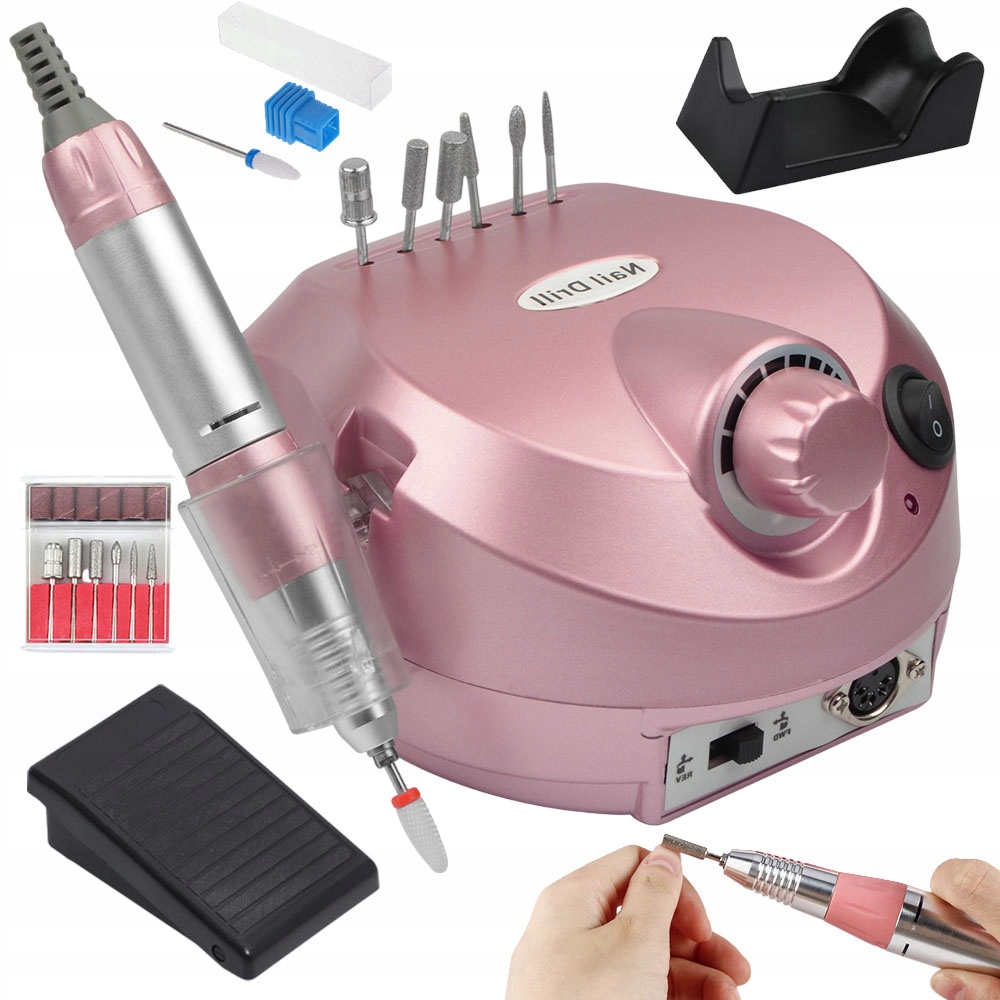 Bruska Na Nehty Silná, Profesionální, Růžový Nožní Pedál 30000RPM