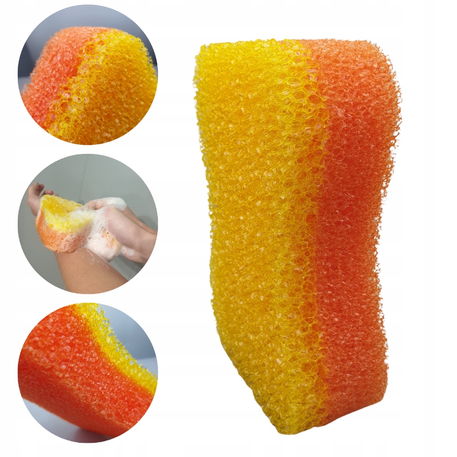 GĄBKA DO KĄPIELI ANTYCELLULITOWA MASAŻ PEELING MYCIE CIAŁA 2-WARSTWOWA DUŻA
