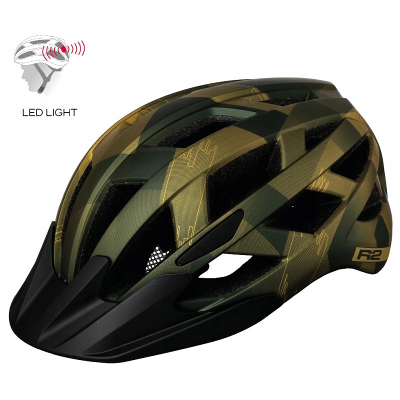 R2 Přilba Lumen Junior S (52-55 cm) tmavě zelená-zlatá