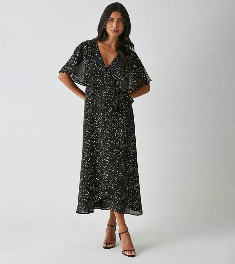 Černé Šaty Se Zlatými Puntíky Wallis XXL