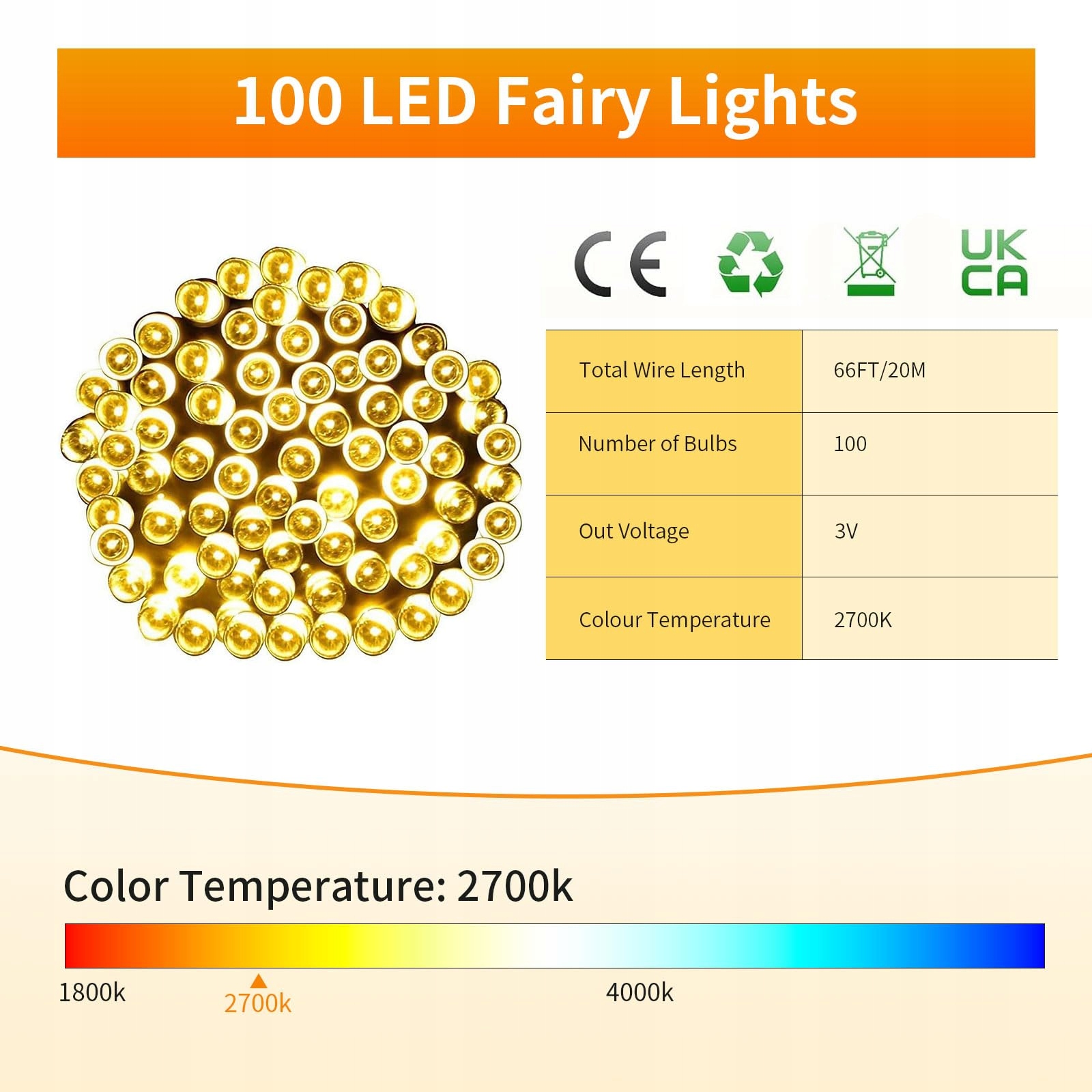 Gresonic Łańcuch Świetlny Lampki Światełka 100 LED — miniatura 11
