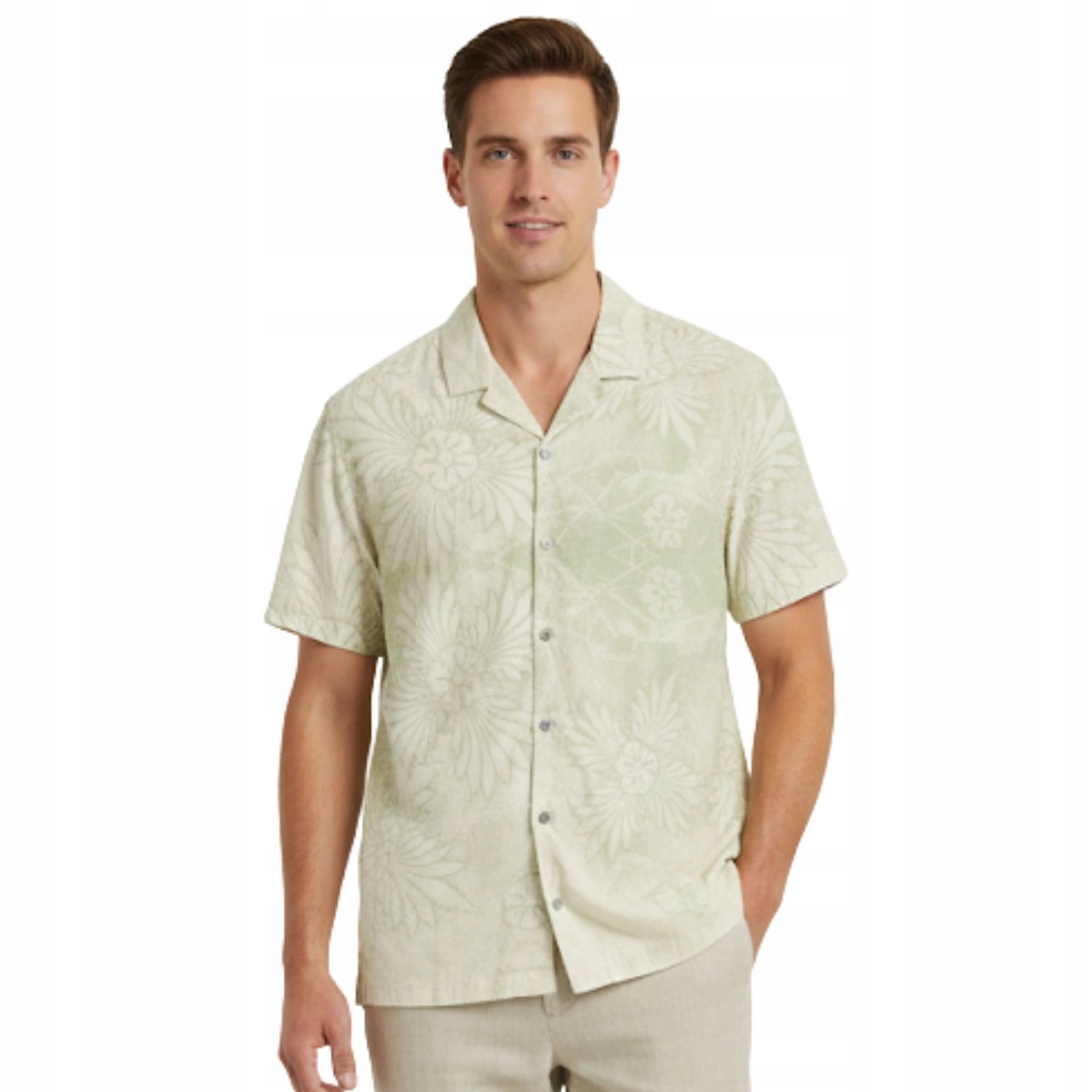 Pánská košile Desigual bavlněná s krátkým rukávem, zelená, vel. S