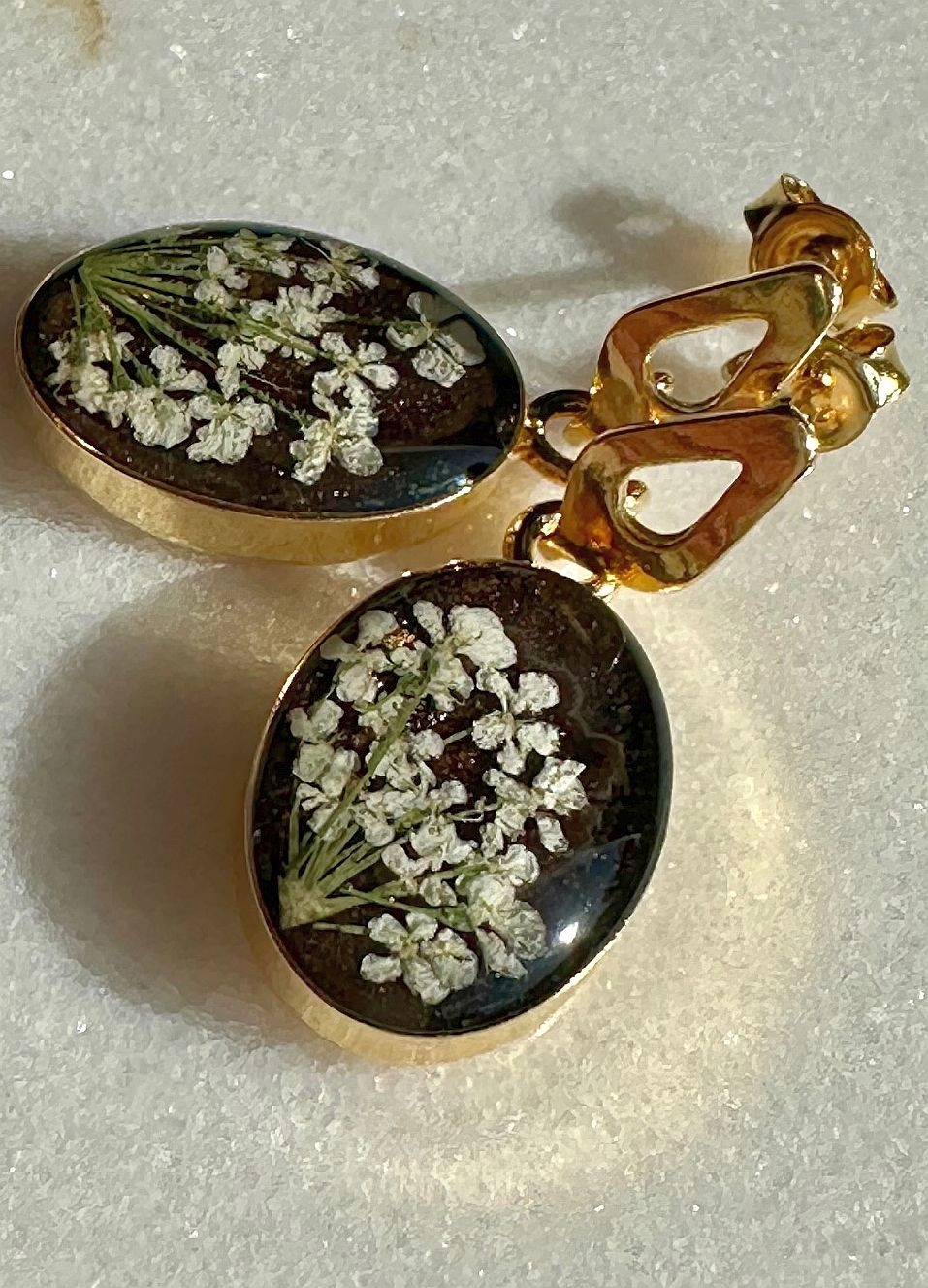 Handmade náušnice pozlacené pryskyřice dárek