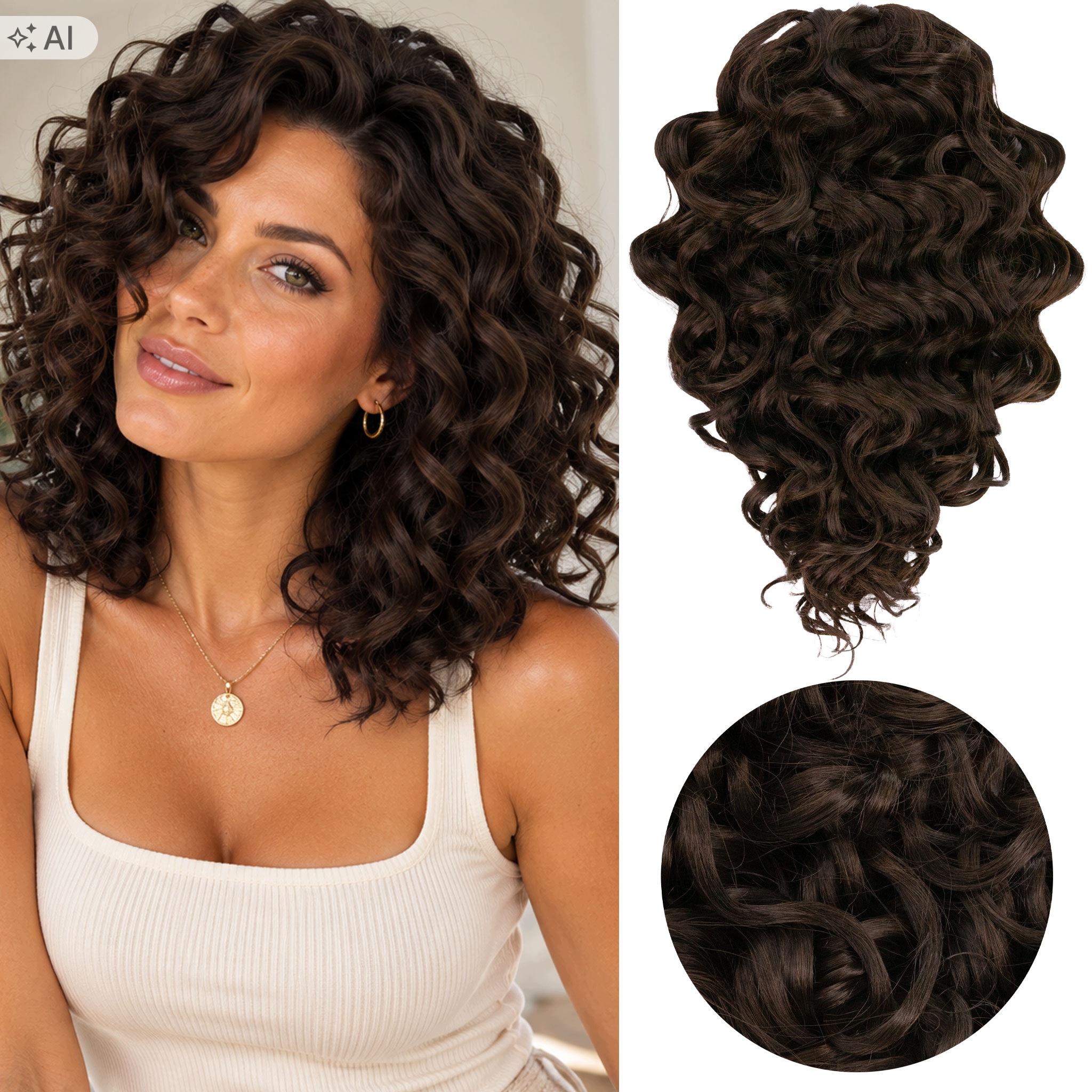 Włosy syntetyczne loki sprężyny Afroloki Bogna Max bardzo ciemny brąz 30cm