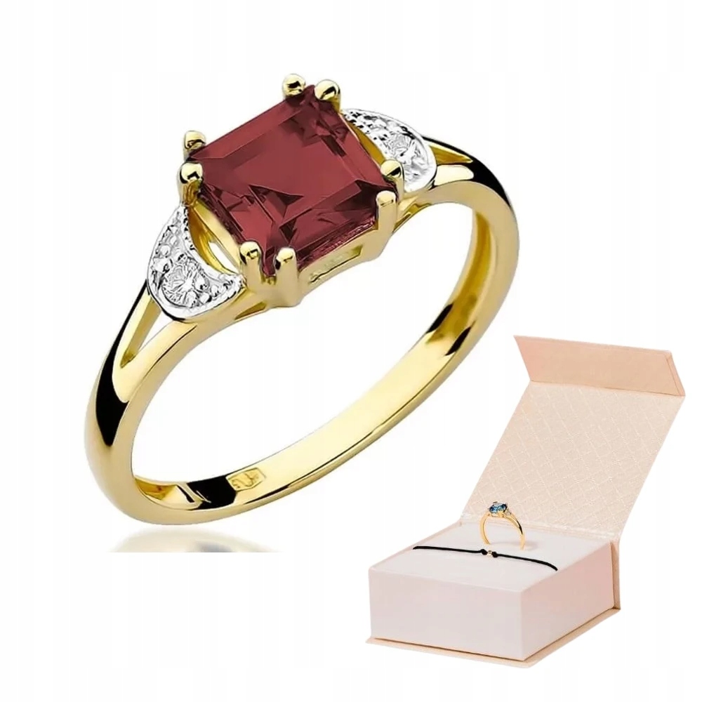 Prstýnek S Granátem 1,3 ct Zlato 585 Luxusní Zdobený Zlatý Náramek