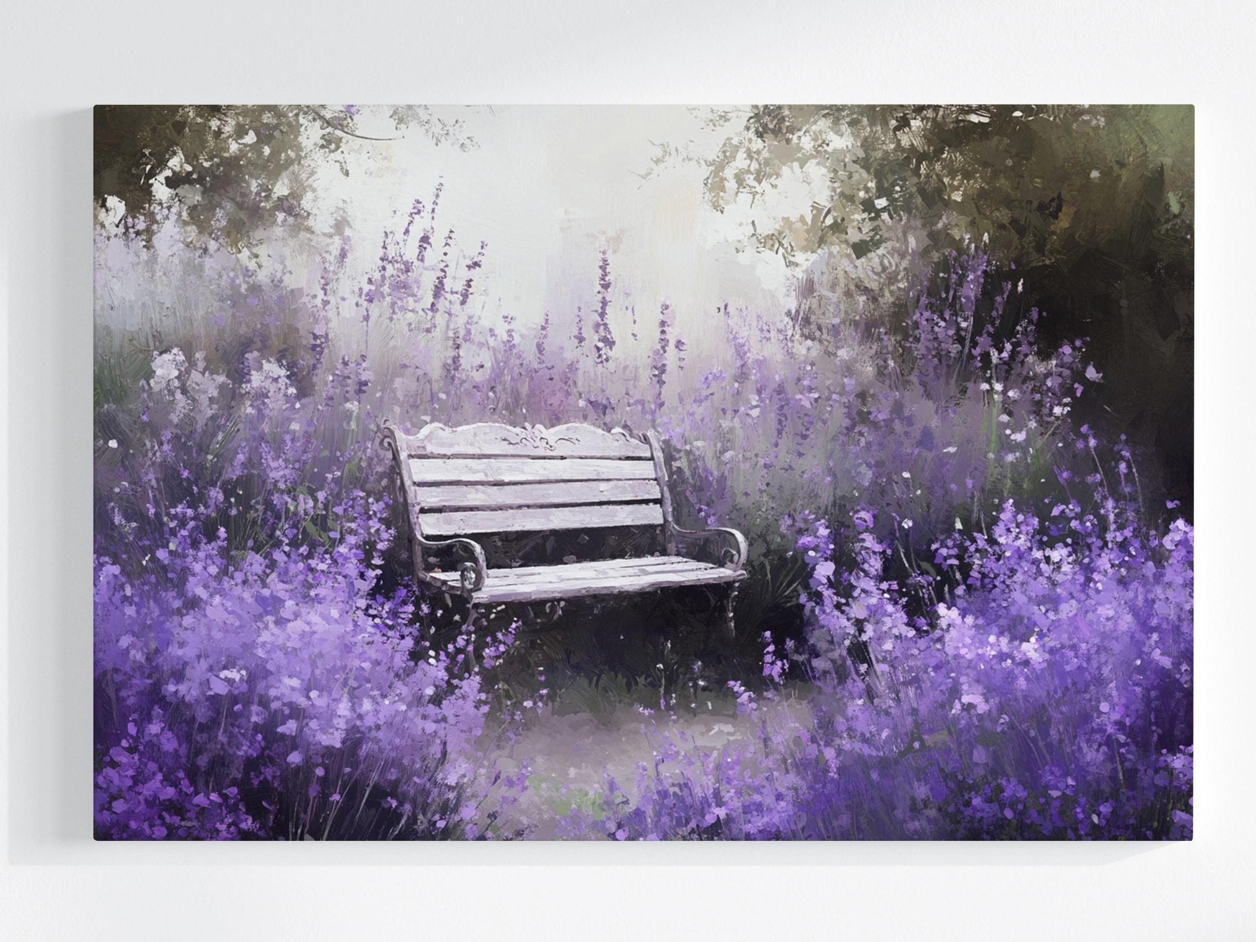 Obraz Na Plátně Canvas Krajina Zahrada Park Levandule Lavička Relaxace Ticho 120x80