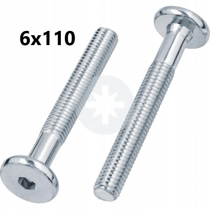 

10x Wkręt meblowy do mebli połączeń śruba 6 x 110