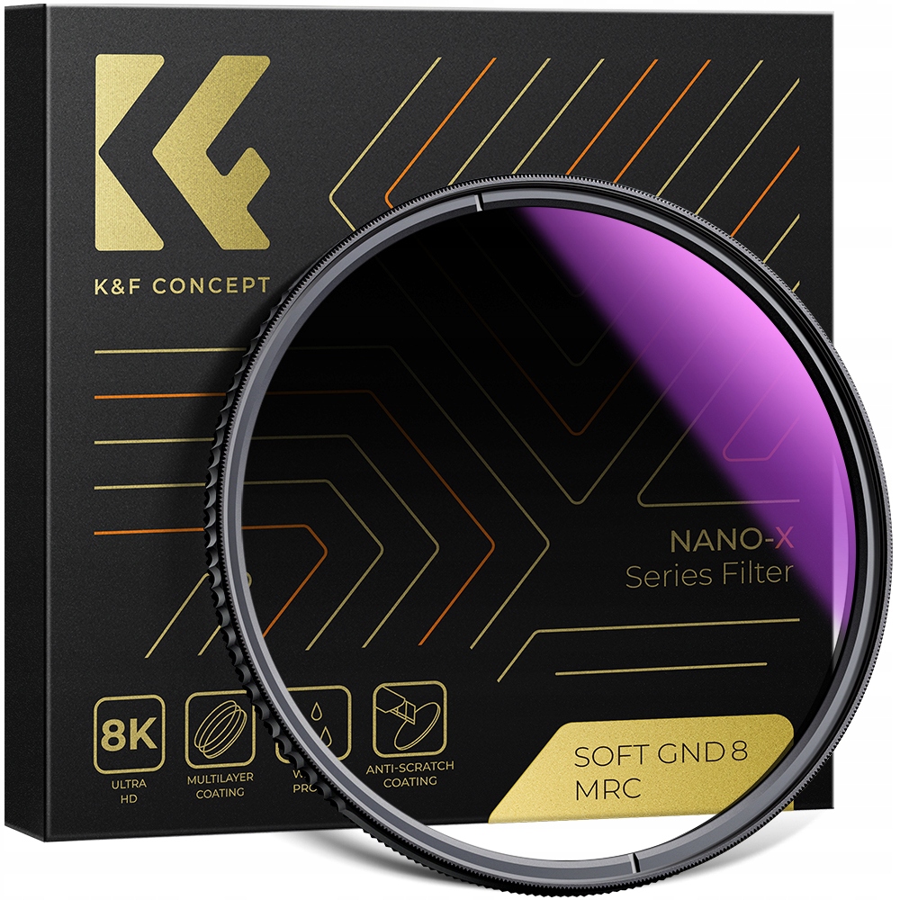 Poloviční šedý filtr K&f Concept Nano X GND8 Soft 55 mm