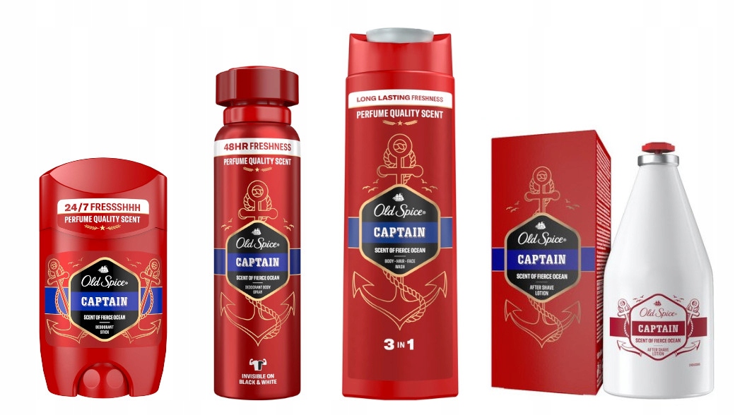 Old Spice Captain Zestaw A/s 100ml Sztyft 50ml Spray 150ml Żel 400ml-Zdjęcie-0