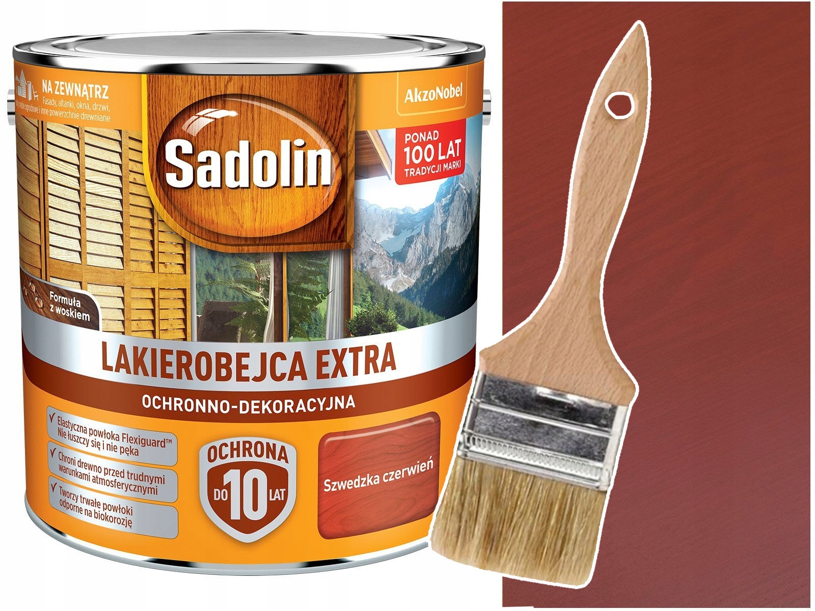 Sadolin Lakierobejca EXTRA Czerwień Szwedzka 2,5L