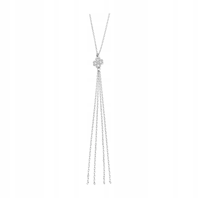 Stříbrný 925 náhrdelník Jetel se srdíčky a zirkony, řetízkový převis, 3,4 g