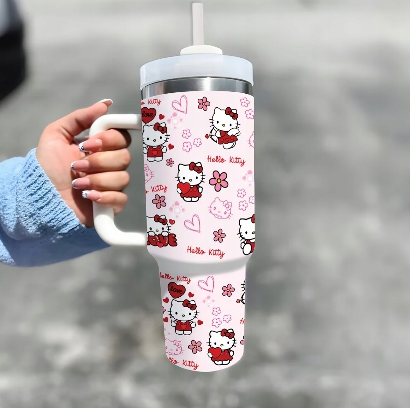 Termohrnek termoska velká lahev na pití Hello Kitty Růžová Kawaii Ytk 1200 ml