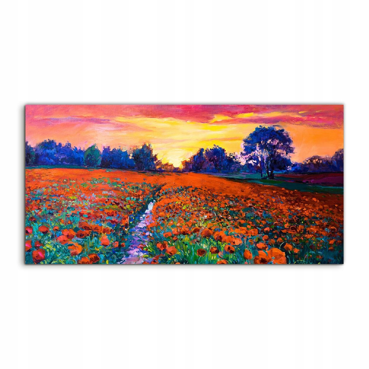 Fotoobraz 100x50 moderná Lúka les západ slnka