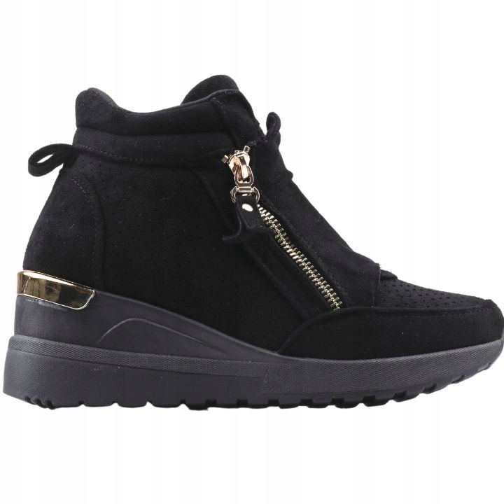 Botki damskie na koturnie 6cm suwaki sneakersy Rozmiar 41