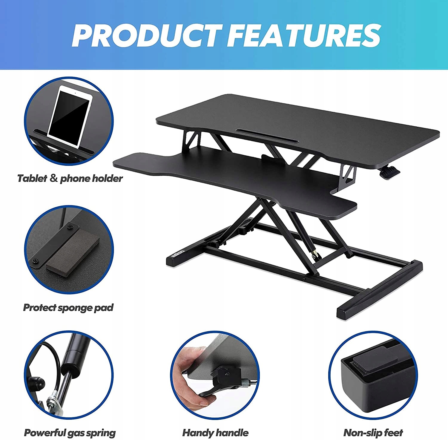 STOLIK POD LAPTOPA ROZKŁADANY 2 POZIOMY CZARNY 91C Marka Fitueyes