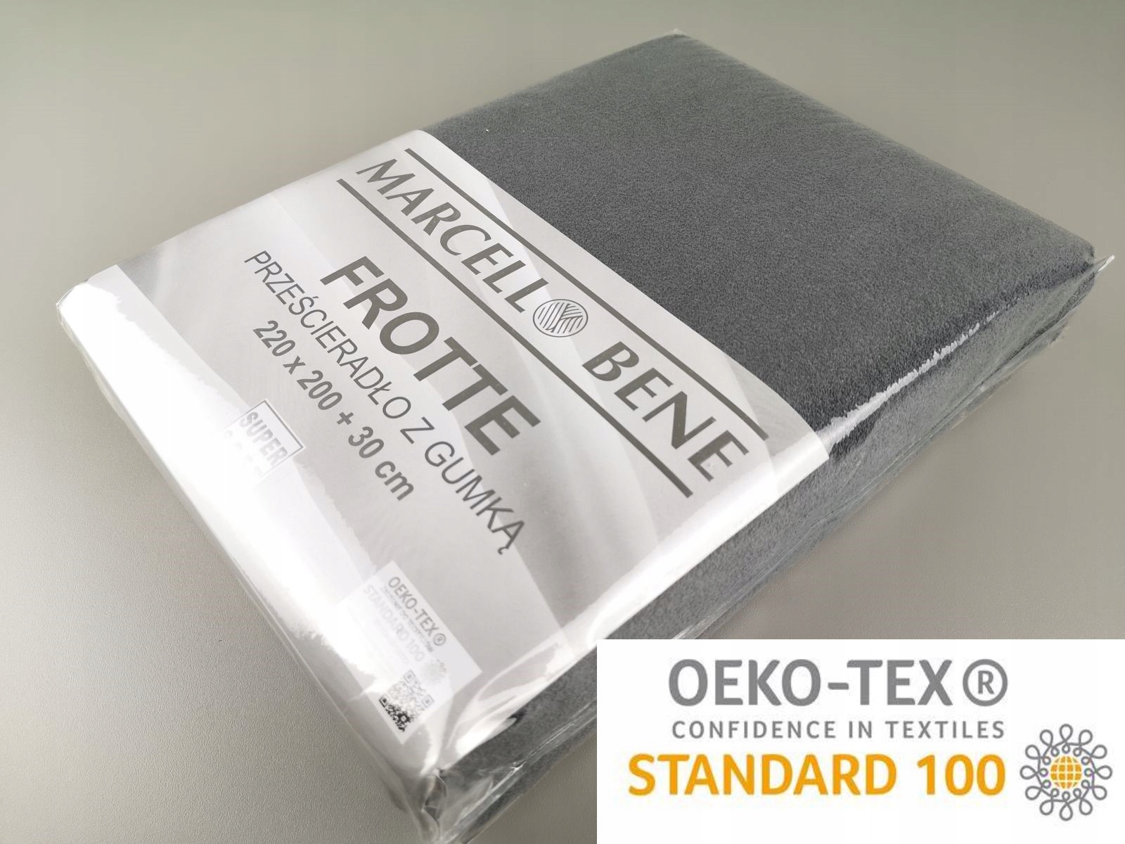 Prześcieradło z gumką frotte 220x200 +30cm, grafit