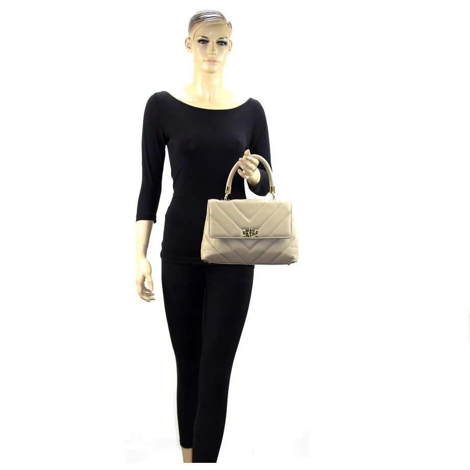 TOREBKA MASSIMO CONTTI SKÓRA PIKOWANA TAUPE 966B Styl miejski