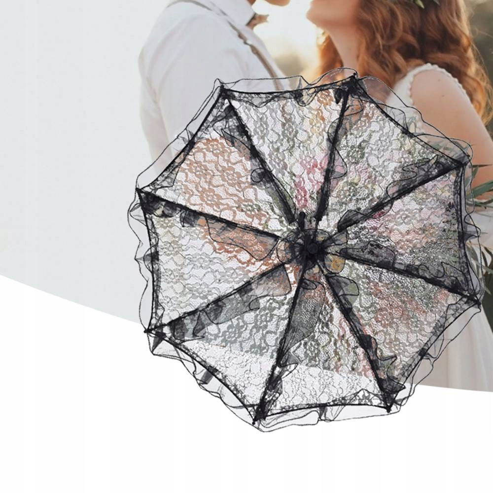 PARASOL PRZECIWSŁONECZNY KORONKOWY PARASOL LOLIT Kolor dominujący czarny