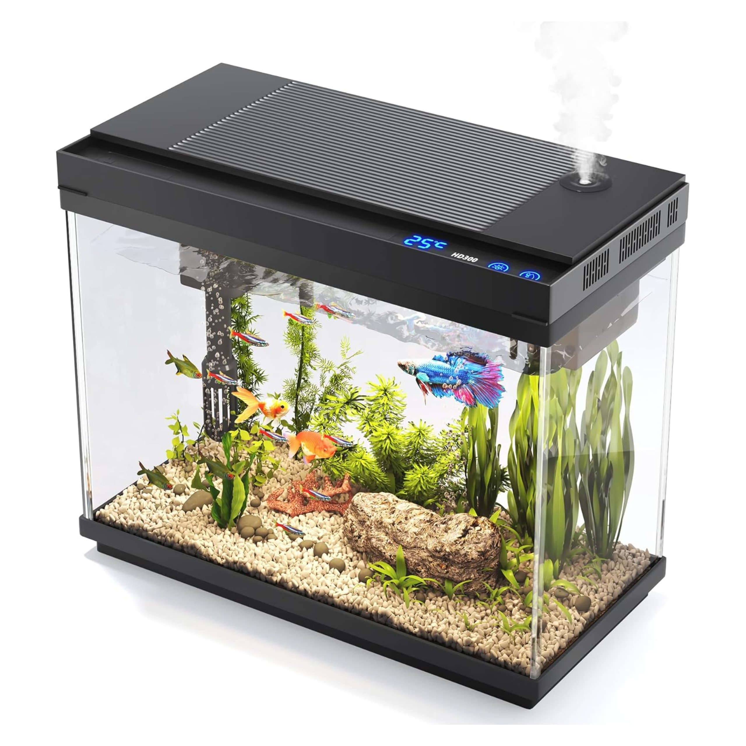 Nano akvárium 9L Led 7 barev sklo Uhd pumpa 3v1 s teploměrem