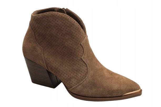 Kotníkové Boty Kovbojské Boty Boshimao Y901-21 vel. 41 Světle hnědá Zlatá špička Kůže Módní