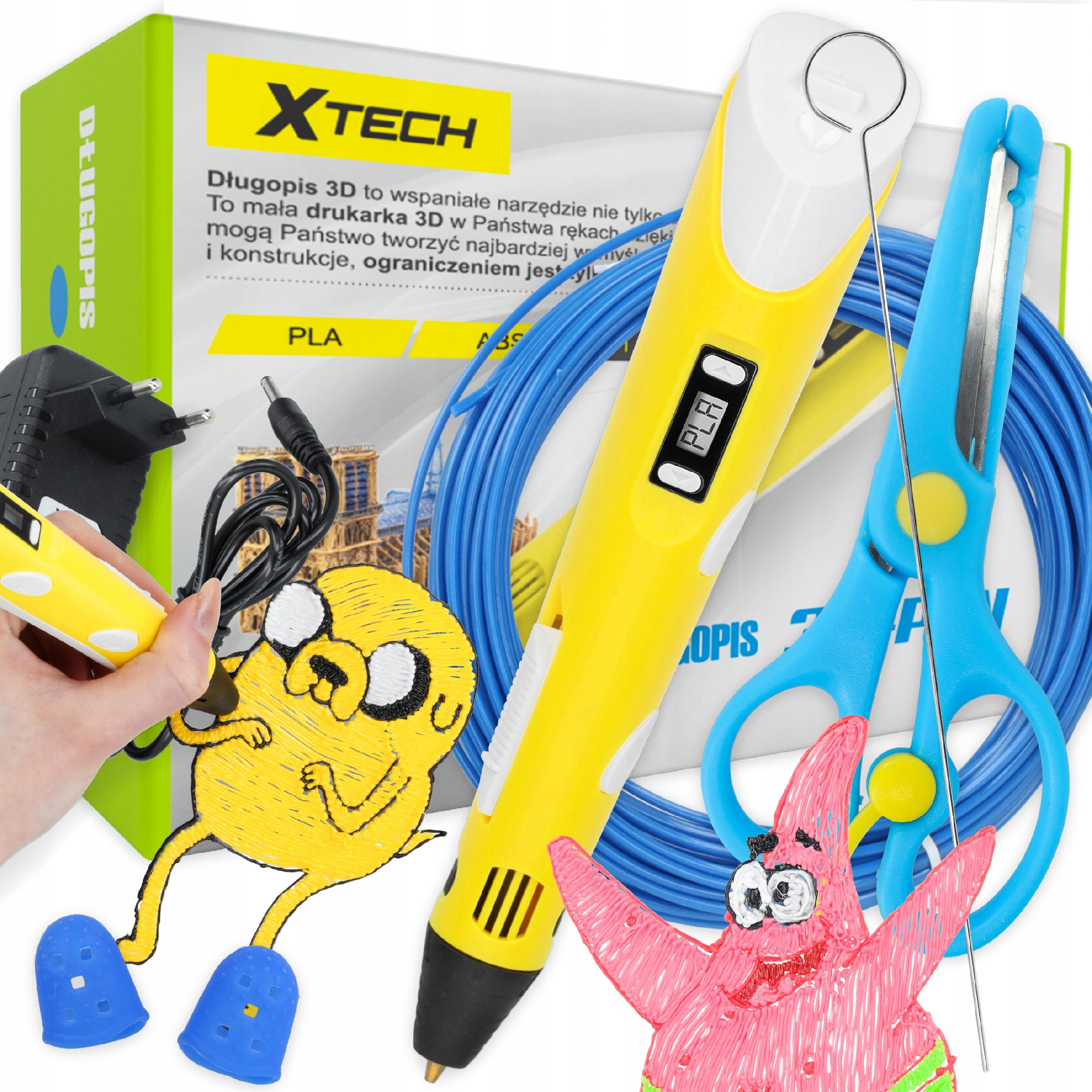 DRUKARKA 3D DŁUGOPIS 3D PEN 2 GENERACJA 10M WKŁADU ŻÓŁTY XTECH