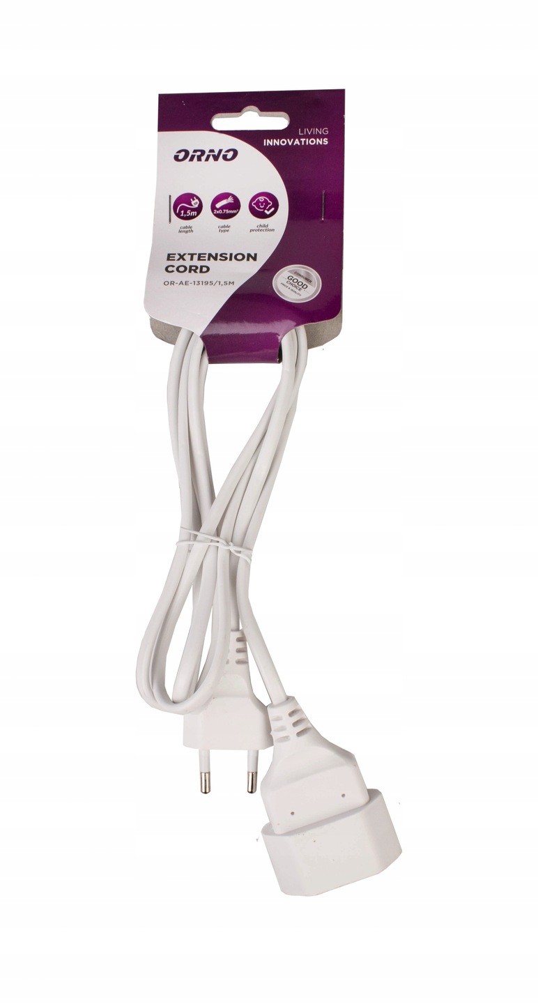 Przedłużacz kabel 1,5 m pojedynczy płaski przewód OR-AE-13195/1,5M ORNO Długość kabla 1.5 m