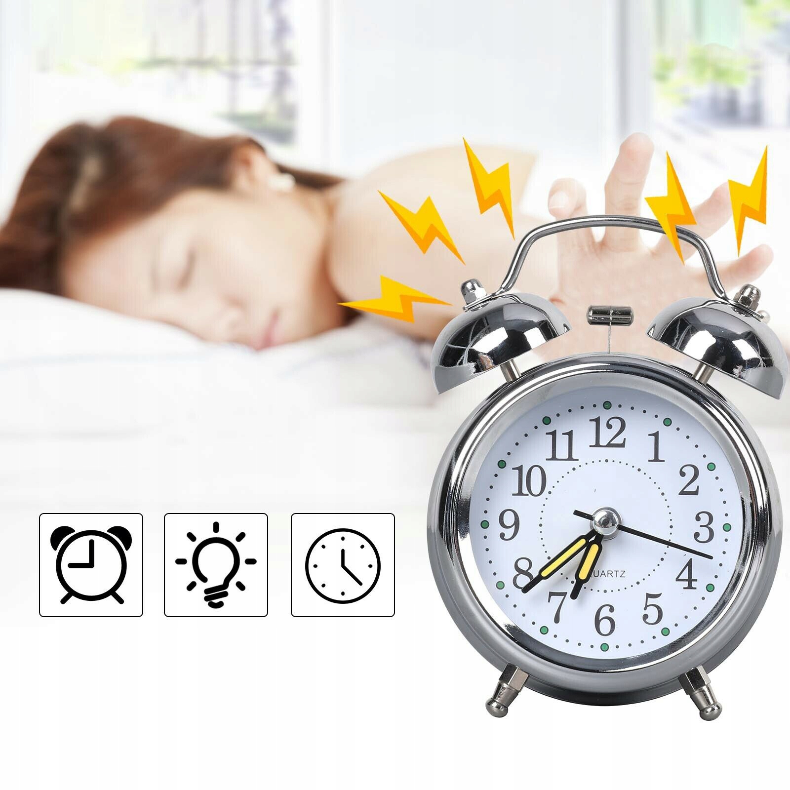 RETRO ALARM CLOCK WATCH CLOCK SREBRNY ŚWIETLISTY Kod producenta lynker121be