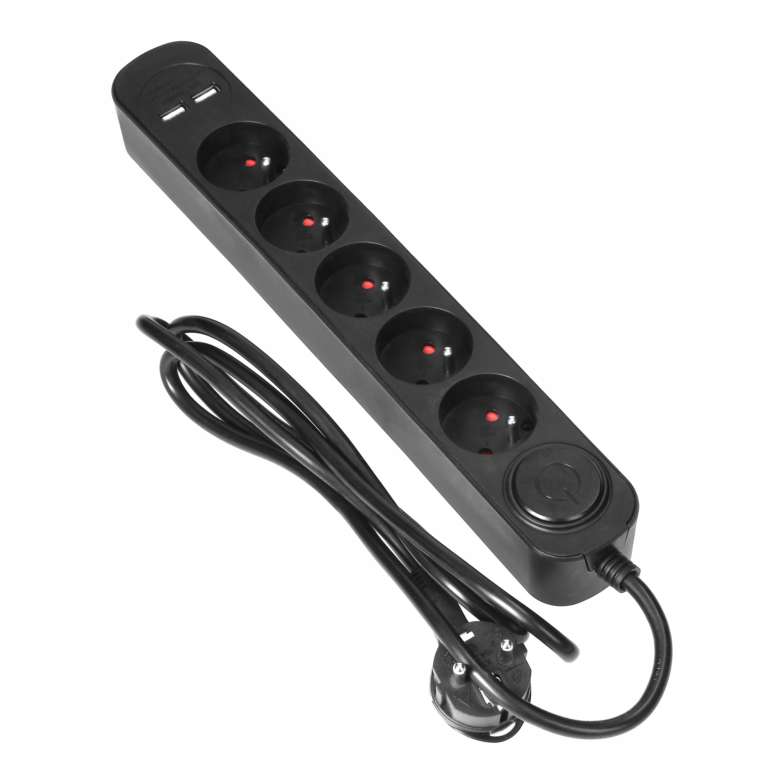 PRZEDŁUŻACZ PŁASKA WTYCZKA 5 GNIAZD + 2x USB 1,5m Marka Virone