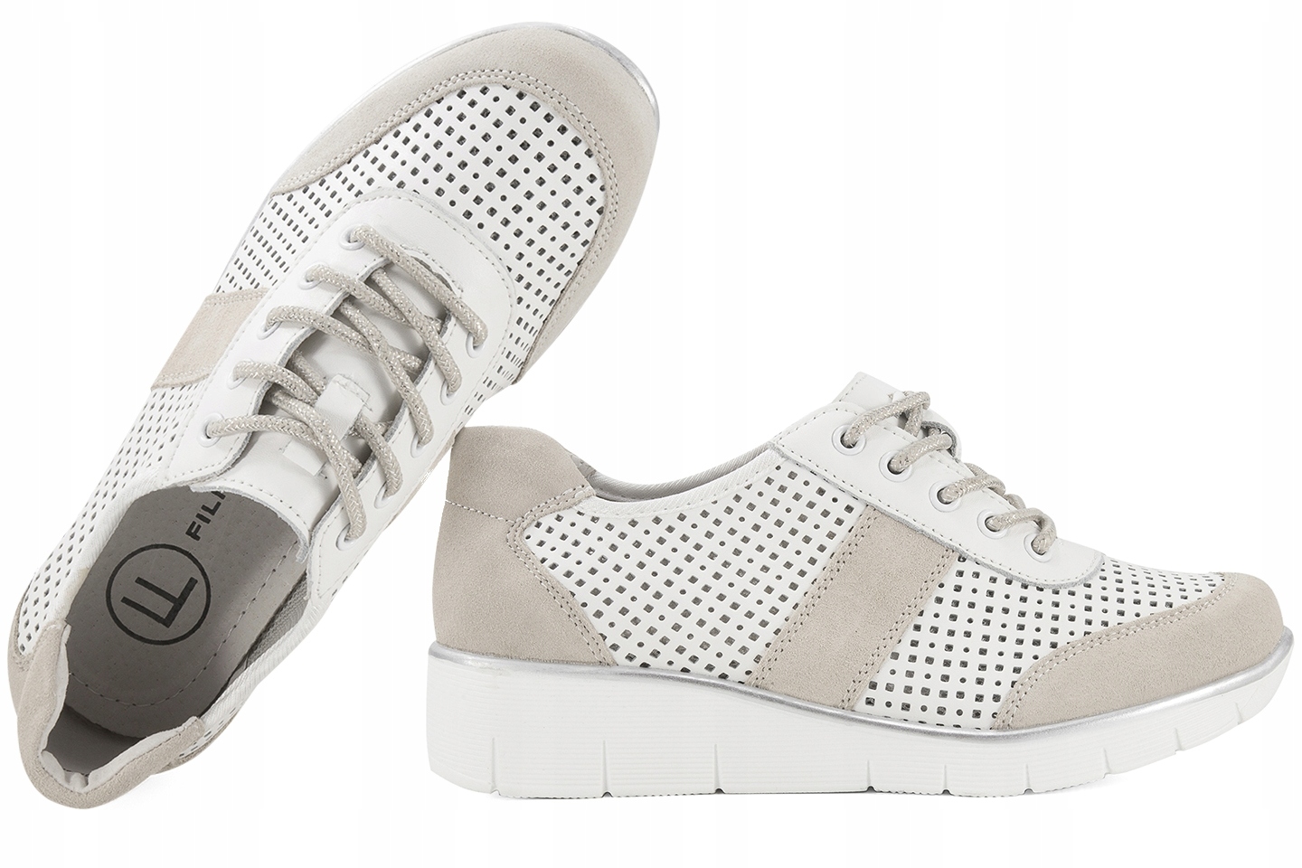 Filippo DP028 Ažurové Kožené Polobotky Dámské Tenisky Koturn Pu 41 Bílá