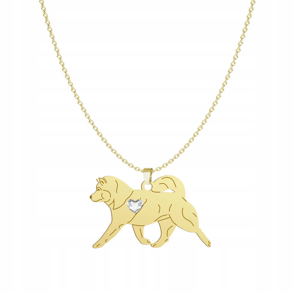 Zlatý náhrdelník s aljašským malamutovým psem 925 Šperky Dárek Gravírování Bonus
