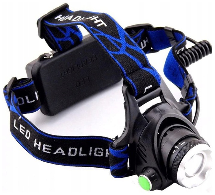 Latarka Czołowa LED Headlight Mocna Czołówka ZOOM Liczba trybów 3